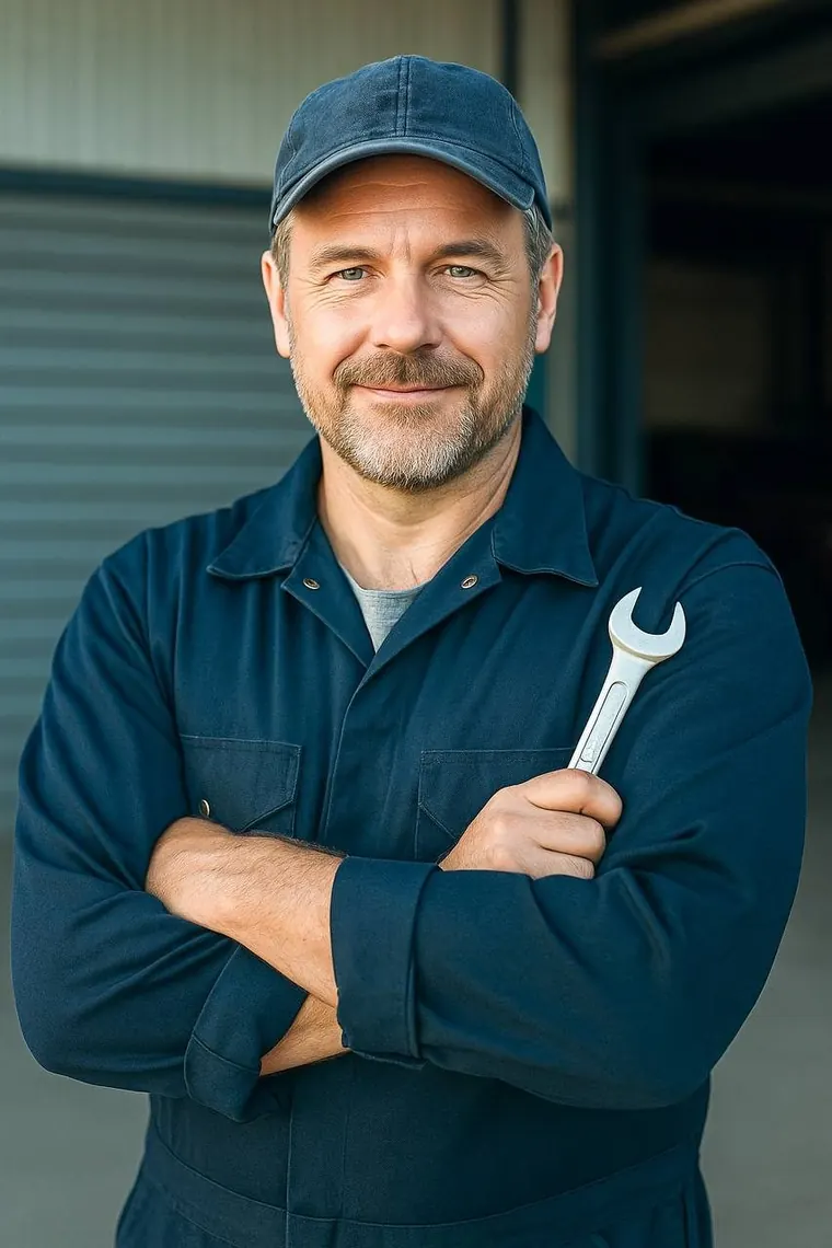 RJ, independent Ford mechanic, in the shop